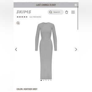 Skims Soft Lounge Shimmer Crew Neck Long Dress Heather Grey